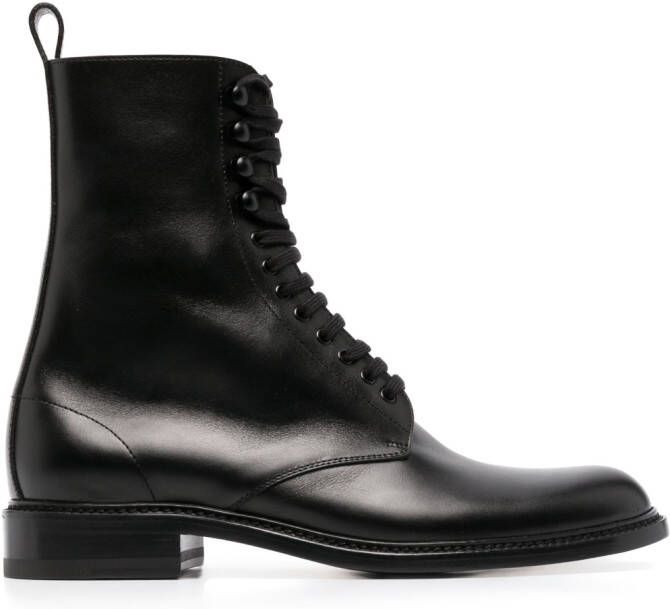 Saint Laurent lace-up 35mm leather boots Black