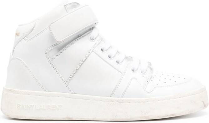 Saint Laurent Lax distressed leather sneakers White