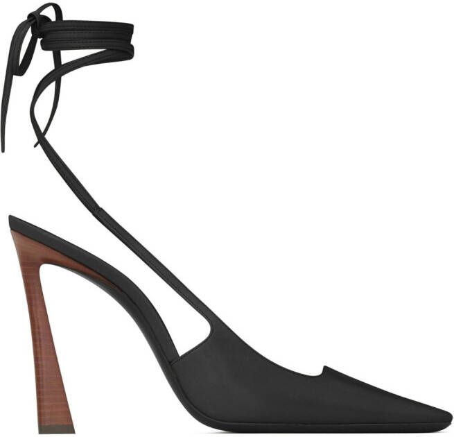 Saint Laurent 105mm ankle-strap leather pumps Black
