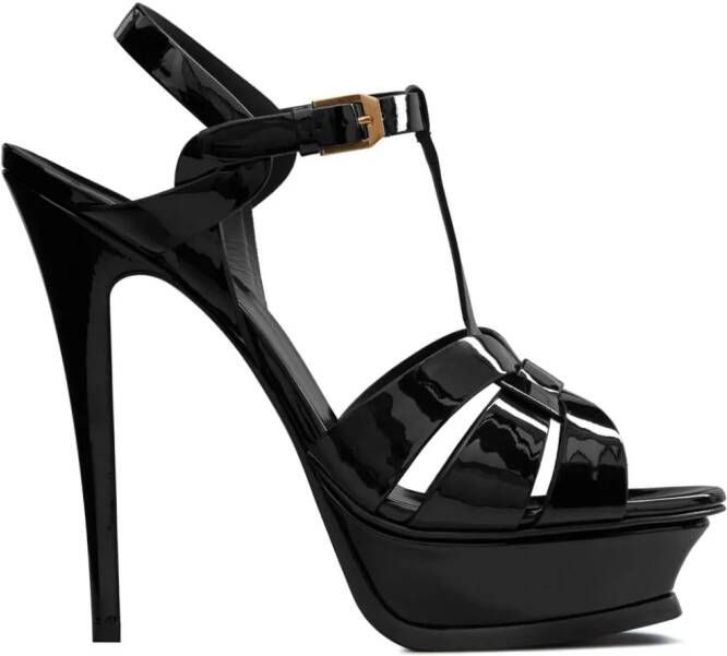 Saint Laurent leather platform sandals Black