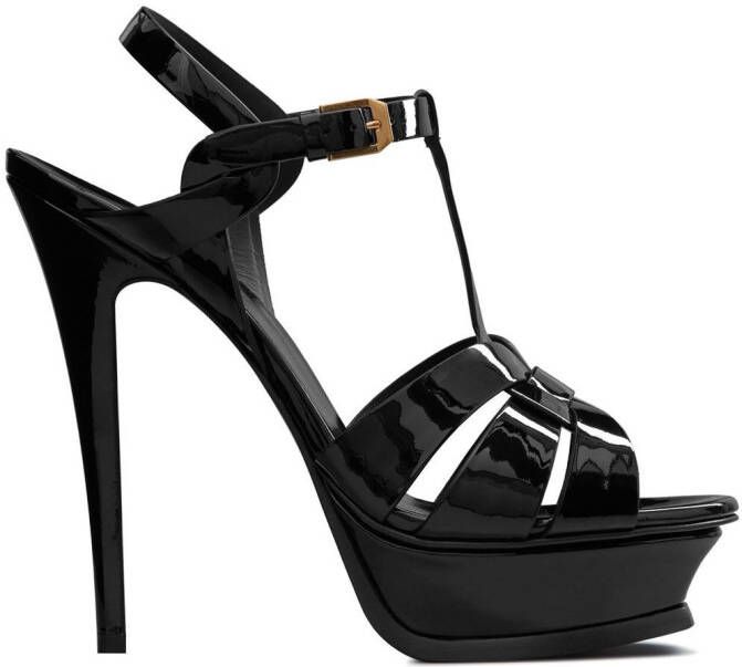 Saint Laurent leather platform sandals Black