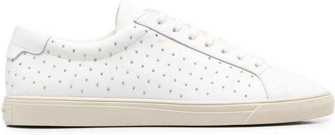 Saint Laurent leather studded sneakers White