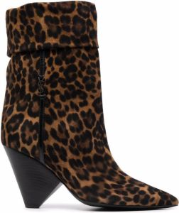 Saint Laurent leopard-print boots Brown