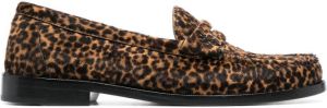 Saint Laurent leopard-print calf hair loafers Brown