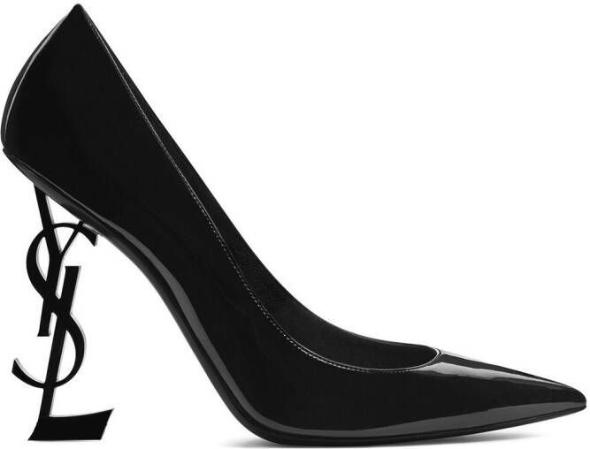 Saint Laurent logo-heel leather pumps Black