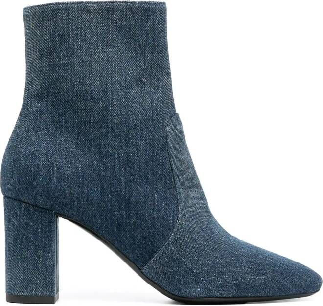 Saint Laurent Lou 75mm denim ankle boots Blue