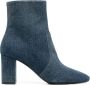 Saint Laurent Lou 75mm denim ankle boots Blue - Thumbnail 1