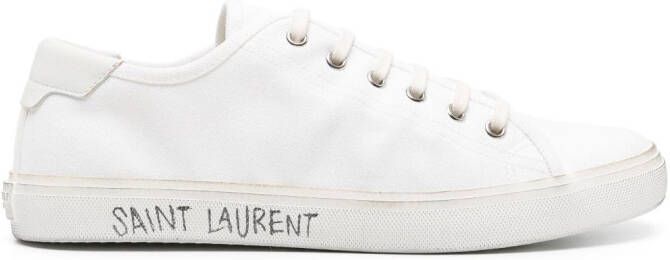 Saint Laurent Malibu distressed lace-up sneakers White
