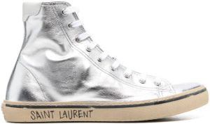 Saint Laurent metallic logo-sole high-top sneakers Grey