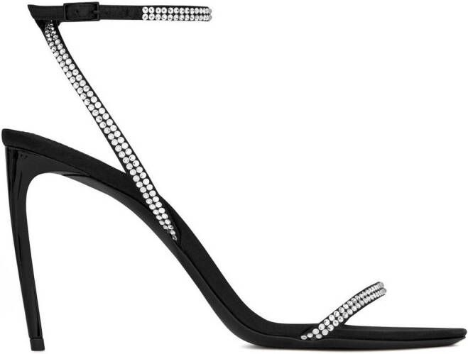 Saint Laurent New Nuit 90mm rhinestone-embellished sandals Black