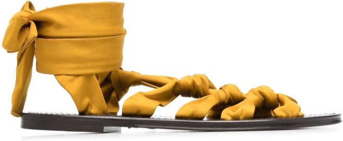 Saint Laurent Nolan knot-detail flat sandals Yellow