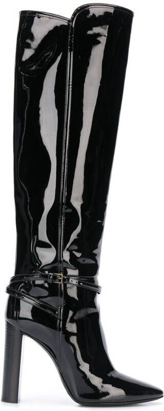 Saint Laurent patent leather boots Black