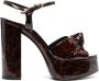 Saint Laurent patent platform sandals Brown - Thumbnail 1