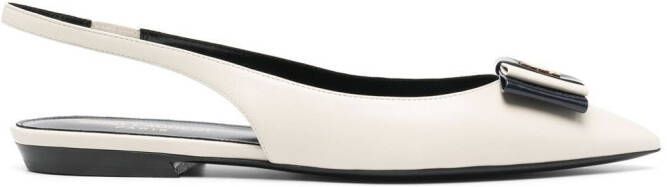 Saint Laurent pointed-toe slingback ballerina shoes Neutrals