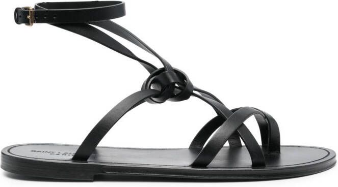 Saint Laurent Santo knotted flat sandals Black