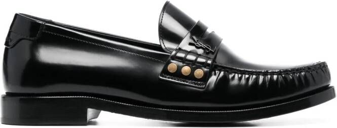 Saint Laurent Schuhe penny-slot leather loafers Black