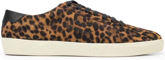 Saint Laurent SL06 Court Classic leopard sneakers Brown