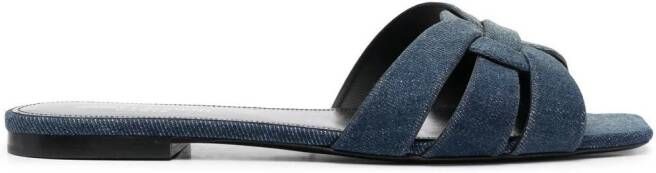 Saint Laurent slip-on denim sandals Blue