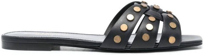 Saint Laurent slip-on square-toe sandals Black