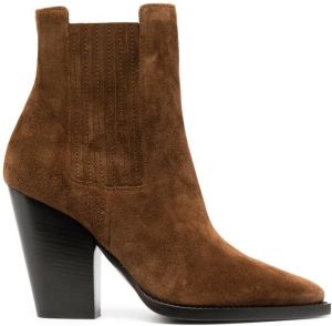 Saint Laurent Theo chunky-heel ankle boots Brown