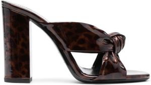 Saint Laurent tortoiseshell-effect twist-detail sandals Brown