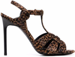 Saint Laurent Tribute 105mm leopard-print sandals Brown
