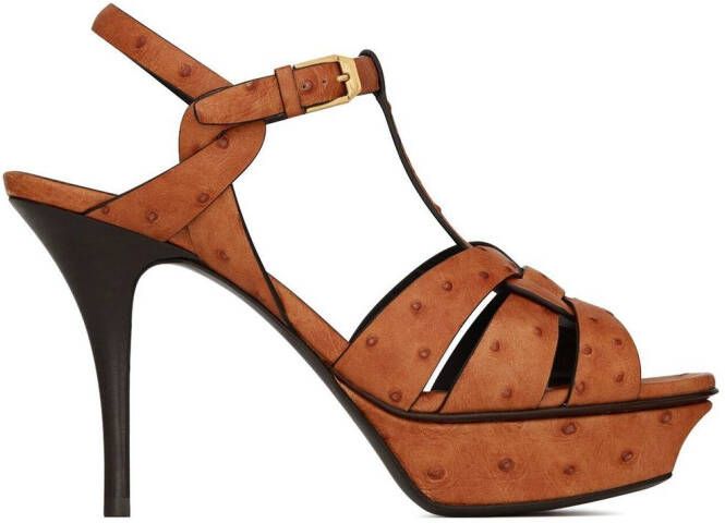 Saint Laurent Tribute 75 leather sandals Brown