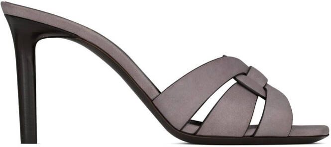 Saint Laurent Tribute 85mm leather sandals Purple