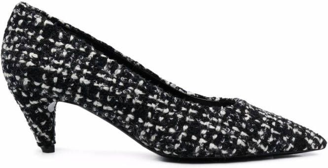 Saint Laurent tweed pointed pumps Black