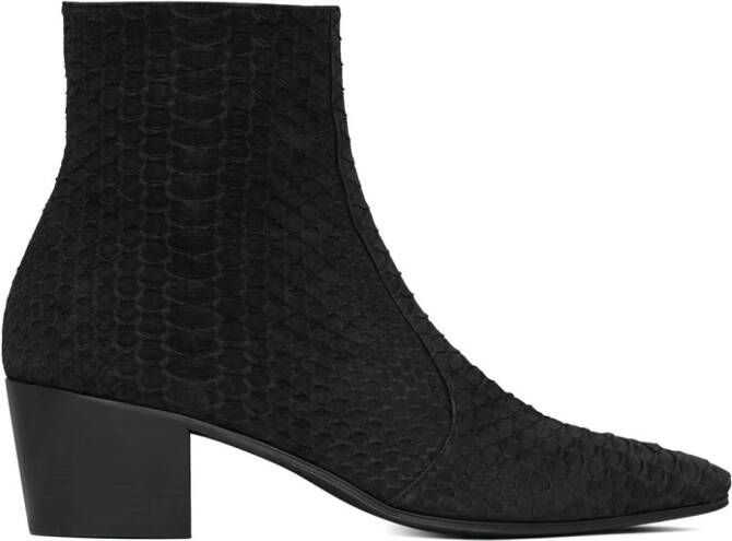 Saint Laurent Vassili 60mm crocodile-effect boots Black