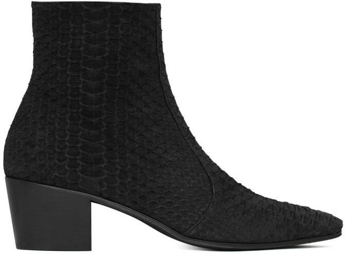 Saint Laurent Vassili 60mm crocodile-effect boots Black