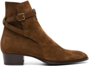 Saint Laurent Wyatt 4mm suede ankle boots Brown
