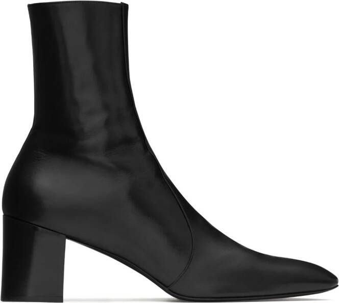 Saint Laurent XIV 70mm leather ankle boots Black