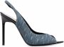 Saint Laurent YSL logo-print heeled pumps Blue - Thumbnail 1