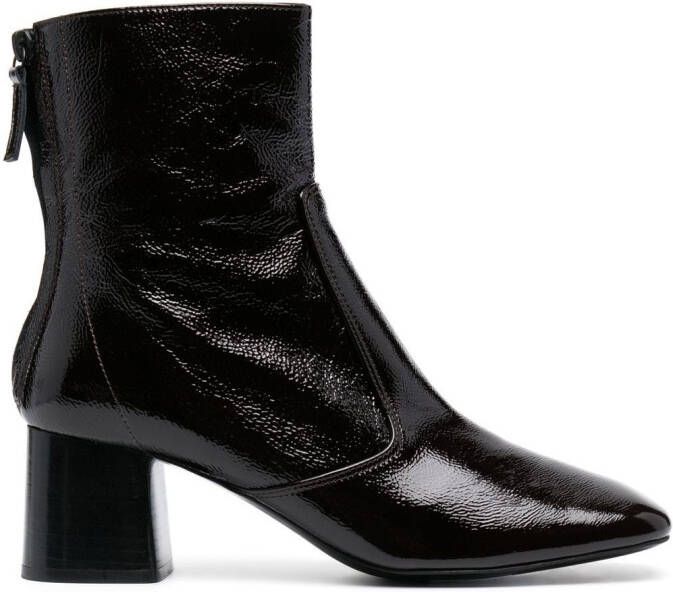 SANDRO 70mm leather zip-up ankle boots Brown