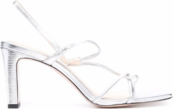 SANDRO 70mm strappy leather sandals Silver
