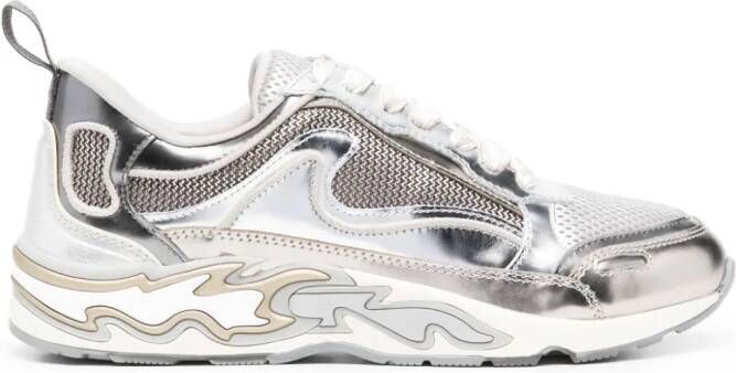 SANDRO flame-detail panelled sneakers Silver