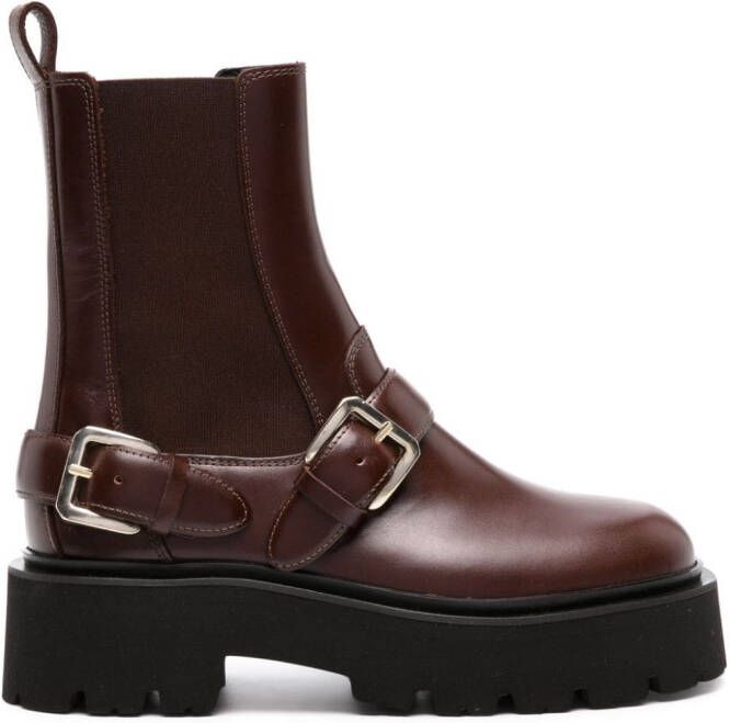 SANDRO Helen leather ankle boots Brown