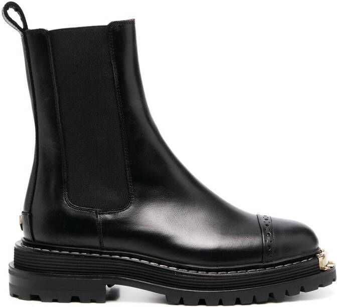 SANDRO mid-calf leather boots Black