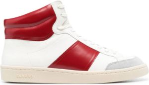 SANDRO panelled high-top leather sneakers Red