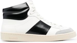 SANDRO panelled high-top leather sneakers White