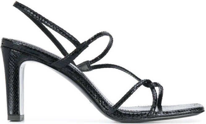 SANDRO snake effect strappy sandals Black