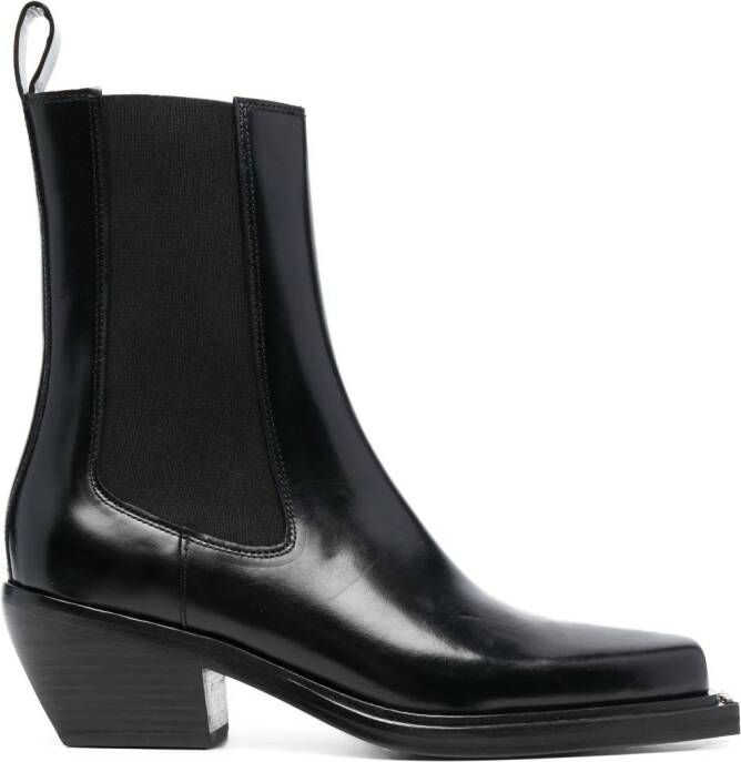 SANDRO stacked-heel leather ankle boots Black
