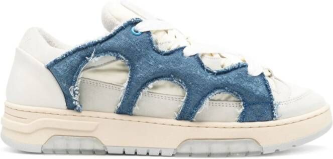 SANTHA panelled padded leather sneakers Blue