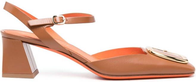 Santoni 50mm closed-toe leather sandals Brown
