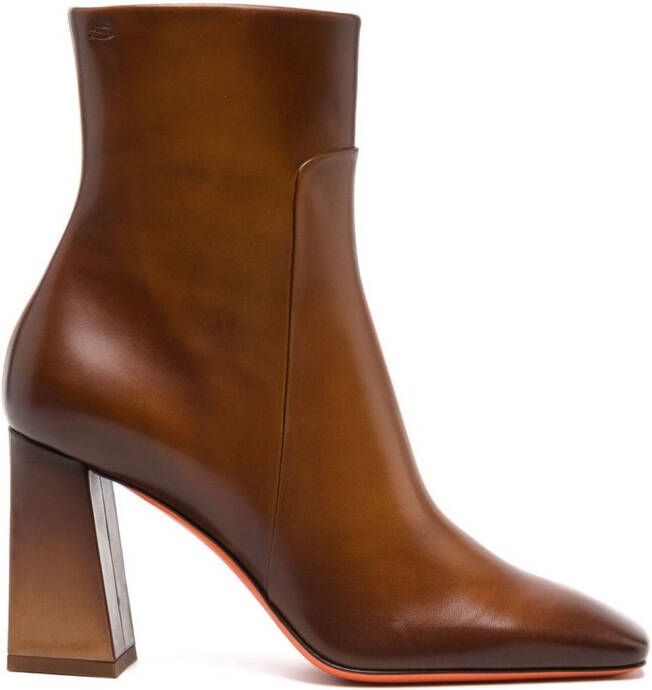 Santoni 90mm leather ankle boots Brown