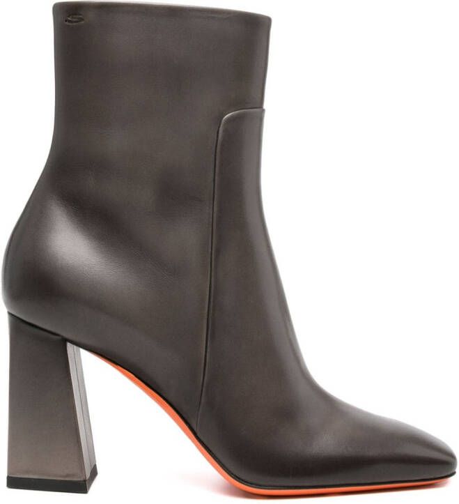 Santoni 90mm leather ankle boots Grey