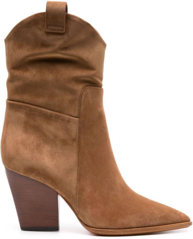 Santoni 90mm suede ankle boots Brown