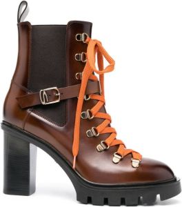 Santoni 95mm leather buckled boots Brown