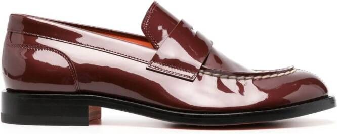 Santoni Alfie patent-leather penny loafers Red